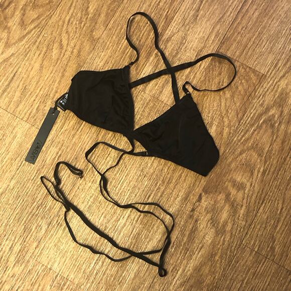 Dolls Kill x Widow Black Slinky Spandex Triangle Bra Size Large - Picture 1 of 9